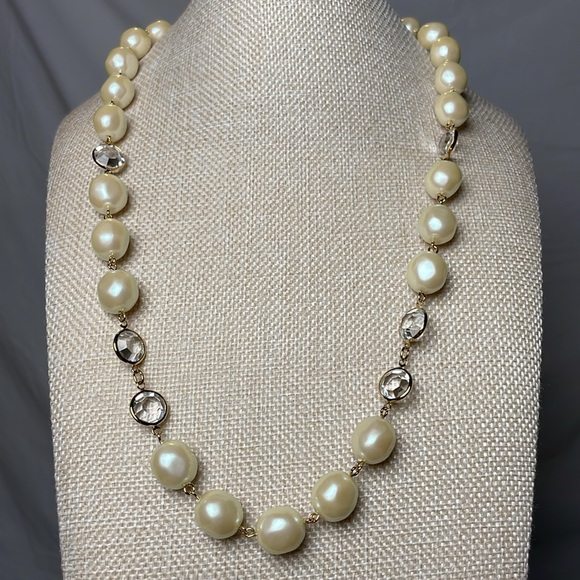 Givenchy Jewelry - GIVENCHY 24K plated gold and Pearland  Strass Crystal Necklace EUC